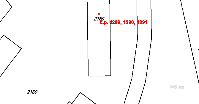 Poruba 1289,1290,1291, Ostrava na parcele st. 2159 v KÚ Poruba-sever, Katastrální mapa