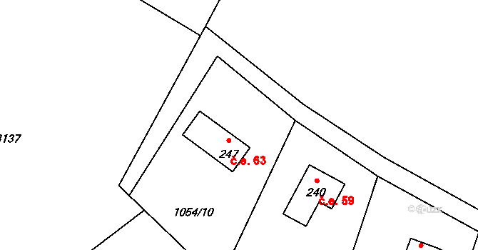Holšice 63, Chabeřice na parcele st. 247 v KÚ Chabeřice, Katastrální mapa