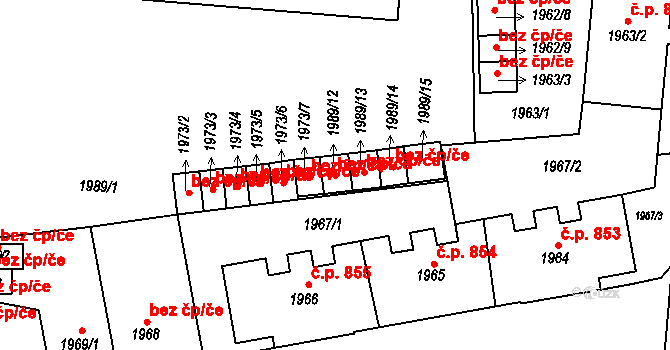 Frýdek-Místek 40323293 na parcele st. 1989/12 v KÚ Místek, Katastrální mapa