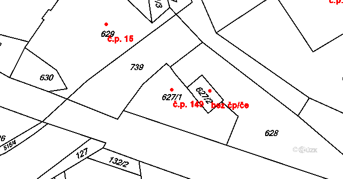 Lípa 149 na parcele st. 627/1 v KÚ Lípa nad Dřevnicí, Katastrální mapa