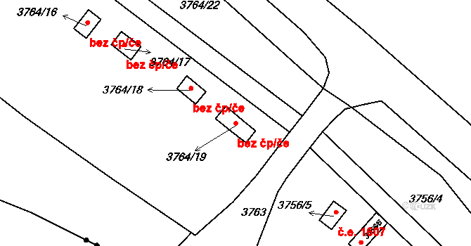 Jirkov 43135293 na parcele st. 3764/19 v KÚ Jirkov, Katastrální mapa