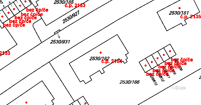 Předměstí 2154, Opava na parcele st. 2530/182 v KÚ Opava-Předměstí, Katastrální mapa