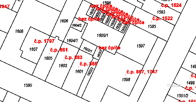 Brno 45560293 na parcele st. 1602/2 v KÚ Černá Pole, Katastrální mapa
