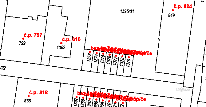 Milevsko 46196293 na parcele st. 1375 v KÚ Milevsko, Katastrální mapa