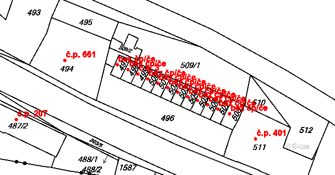 Děčín 47232293 na parcele st. 502 v KÚ Podmokly, Katastrální mapa