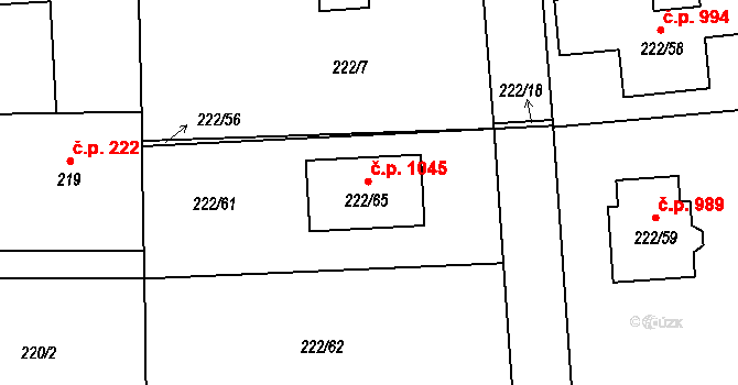 Slivenec 1045, Praha na parcele st. 222/65 v KÚ Slivenec, Katastrální mapa