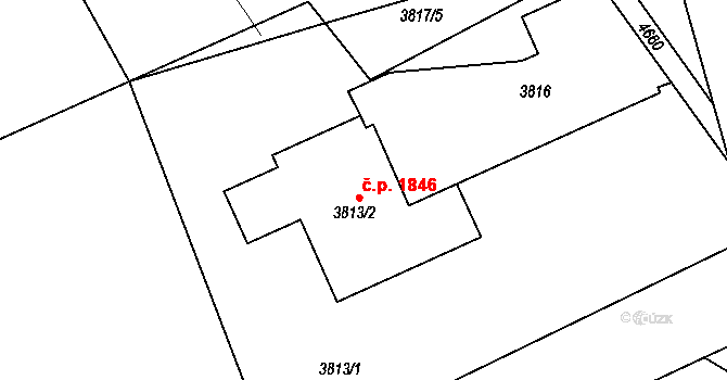 Chotěboř 1846 na parcele st. 3813/2 v KÚ Chotěboř, Katastrální mapa