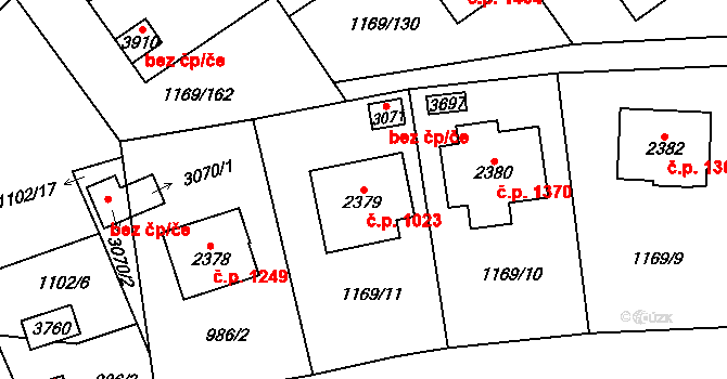 Hlinsko 1023 na parcele st. 2379 v KÚ Hlinsko v Čechách, Katastrální mapa