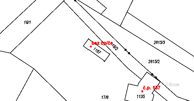 Třinec 54360293 na parcele st. 1167 v KÚ Tyra, Katastrální mapa