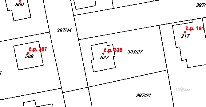 Opatovice nad Labem 335 na parcele st. 527 v KÚ Opatovice nad Labem, Katastrální mapa