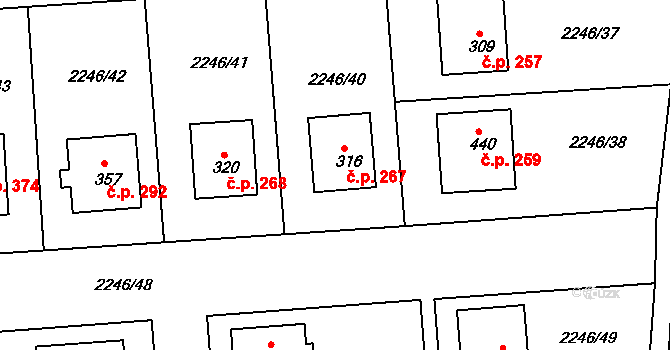 Drnovice 267 na parcele st. 316 v KÚ Drnovice, Katastrální mapa