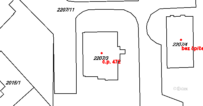 Zábřeh 472 na parcele st. 2207/3 v KÚ Zábřeh na Moravě, Katastrální mapa