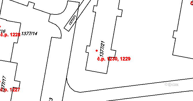 Kopřivnice 1229,1230 na parcele st. 1377/21 v KÚ Kopřivnice, Katastrální mapa