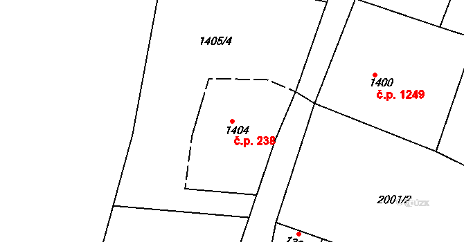 Vejprty 238 na parcele st. 1404 v KÚ Vejprty, Katastrální mapa