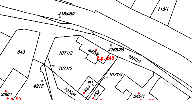 Libouchec 243 na parcele st. 242/2 v KÚ Libouchec, Katastrální mapa