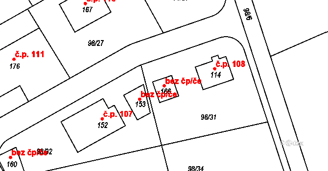 Šimonovice 99837293 na parcele st. 166 v KÚ Šimonovice, Katastrální mapa