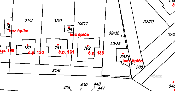 Ludslavice 133 na parcele st. 182 v KÚ Ludslavice, Katastrální mapa