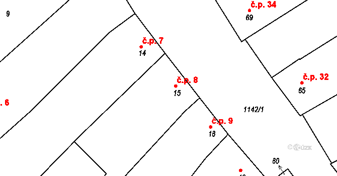 Těšánky 8, Zdounky na parcele st. 15 v KÚ Těšánky, Katastrální mapa
