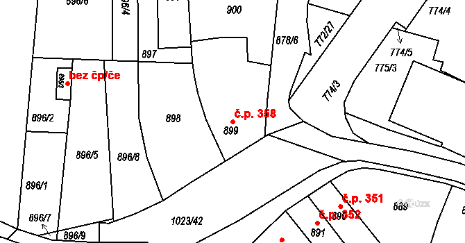 Holešov 358 na parcele st. 899 v KÚ Holešov, Katastrální mapa