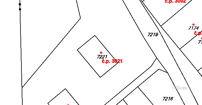 Přerov VIII-Henčlov 3021, Přerov na parcele st. 7221 v KÚ Přerov, Katastrální mapa