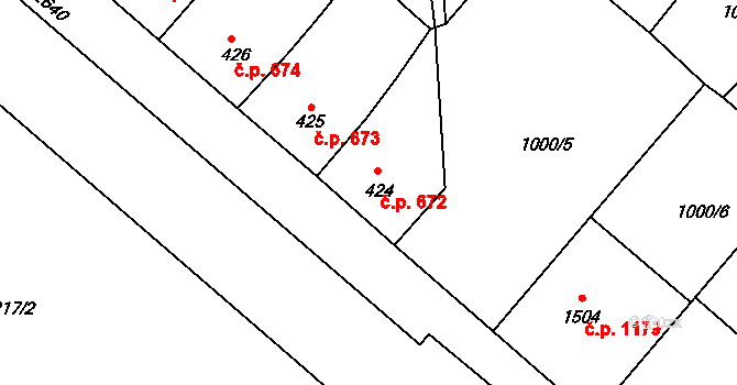 Lipník nad Bečvou I-Město 672, Lipník nad Bečvou na parcele st. 424 v KÚ Lipník nad Bečvou, Katastrální mapa