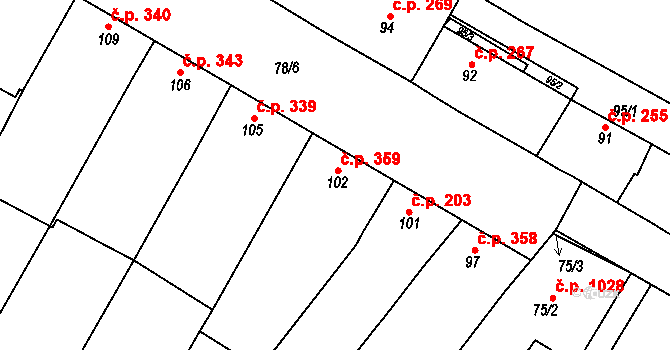 Svatobořice 359, Svatobořice-Mistřín na parcele st. 102 v KÚ Svatobořice, Katastrální mapa
