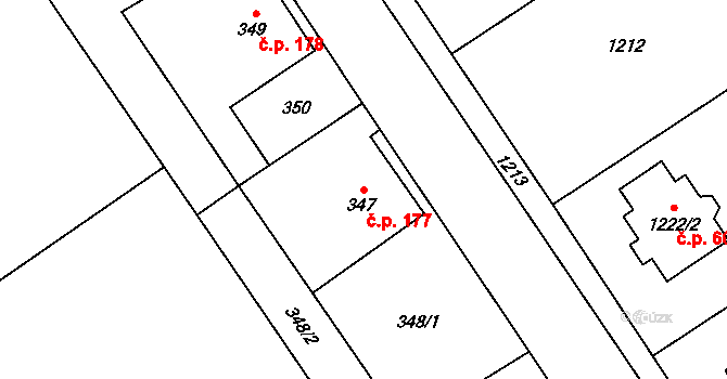 Krmelín 177 na parcele st. 347 v KÚ Krmelín, Katastrální mapa