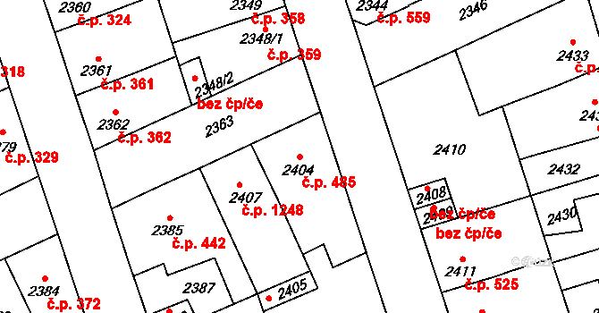 Kročehlavy 485, Kladno na parcele st. 2404 v KÚ Kročehlavy, Katastrální mapa