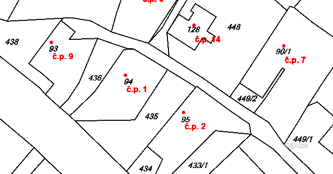 Křemení 1, Chotýšany na parcele st. 94 v KÚ Chotýšany, Katastrální mapa