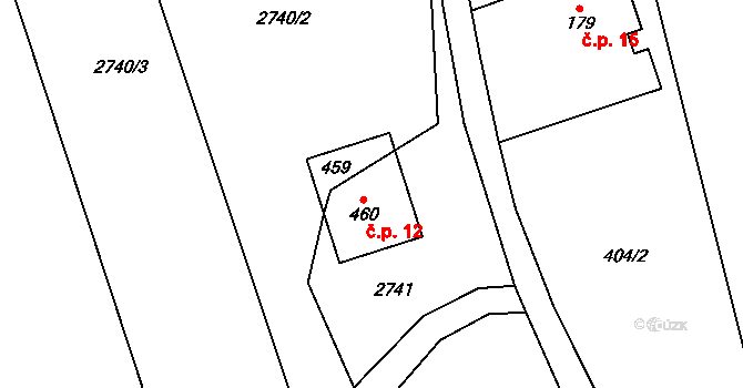 Roprachtice 12 na parcele st. 460 v KÚ Roprachtice, Katastrální mapa