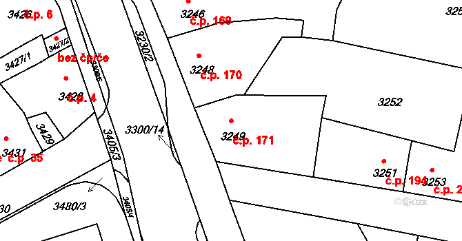 Mimoň I 171, Mimoň na parcele st. 3249 v KÚ Mimoň, Katastrální mapa