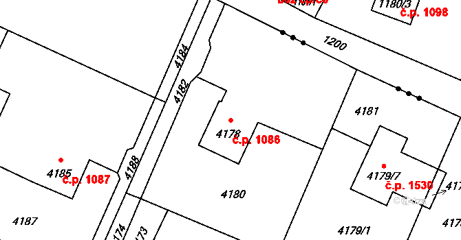 Lutyně 1086, Orlová na parcele st. 4178 v KÚ Horní Lutyně, Katastrální mapa