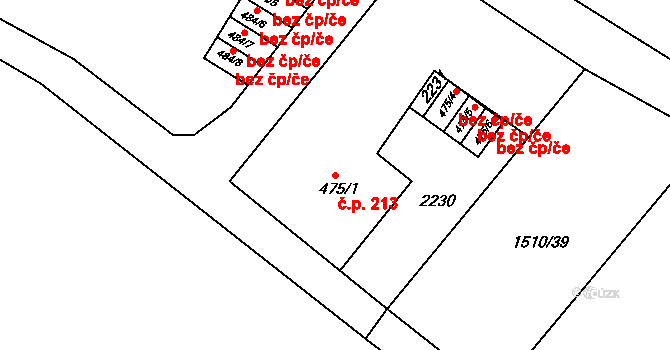 Prachatice II 213, Prachatice na parcele st. 475/1 v KÚ Prachatice, Katastrální mapa