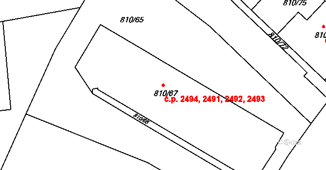 Ústí nad Labem-centrum 2491,2492,2493,2494, Ústí nad Labem na parcele st. 810/67 v KÚ Ústí nad Labem, Katastrální mapa