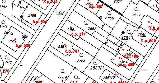 Poděbrady III 777, Poděbrady na parcele st. 2863 v KÚ Poděbrady, Katastrální mapa