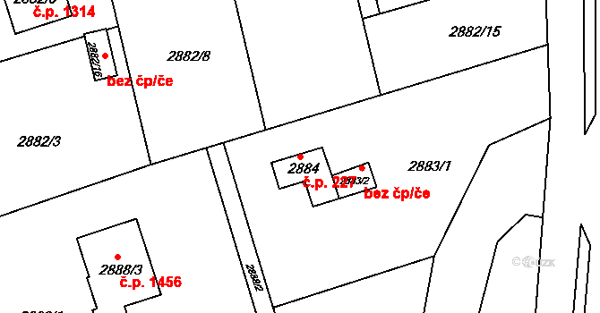 Frýdlant 227, Frýdlant nad Ostravicí na parcele st. 2884 v KÚ Frýdlant nad Ostravicí, Katastrální mapa
