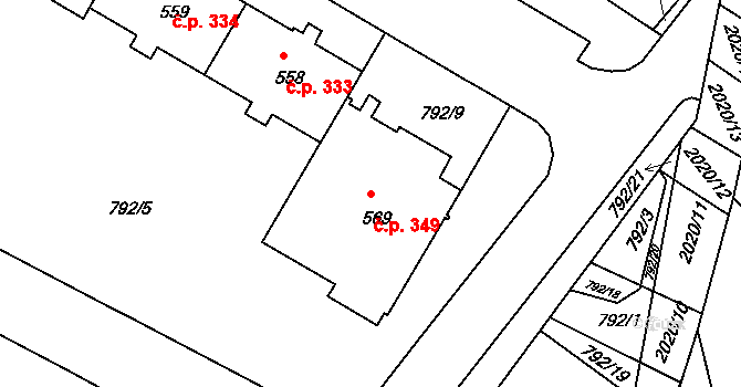 Staňkov I 349, Staňkov na parcele st. 569 v KÚ Staňkov-město, Katastrální mapa