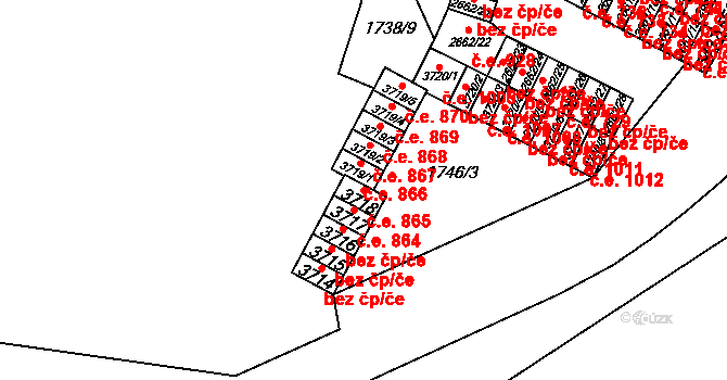 Cheb 865 na parcele st. 3718 v KÚ Cheb, Katastrální mapa
