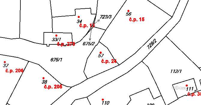 Svatava 24 na parcele st. 57 v KÚ Svatava, Katastrální mapa