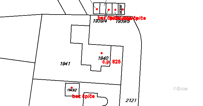 Střešovice 825, Praha na parcele st. 1940 v KÚ Střešovice, Katastrální mapa