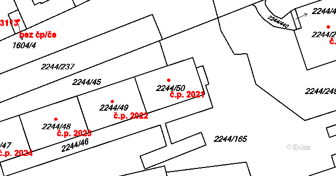 Strašnice 2021, Praha na parcele st. 2244/50 v KÚ Strašnice, Katastrální mapa