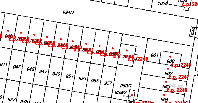 Záběhlice 2243, Praha na parcele st. 954 v KÚ Záběhlice, Katastrální mapa
