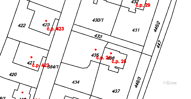 Rumburk 2-Horní Jindřichov 24, Rumburk na parcele st. 435 v KÚ Horní Jindřichov, Katastrální mapa