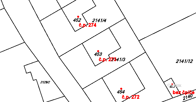Velké Svatoňovice 273 na parcele st. 453 v KÚ Velké Svatoňovice, Katastrální mapa