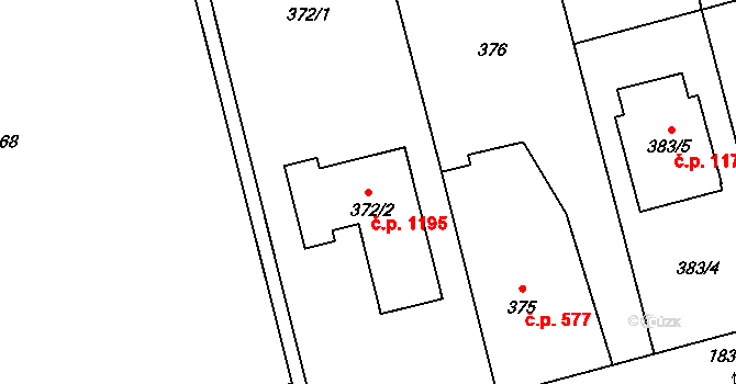 Kylešovice 1195, Opava na parcele st. 372/2 v KÚ Kylešovice, Katastrální mapa
