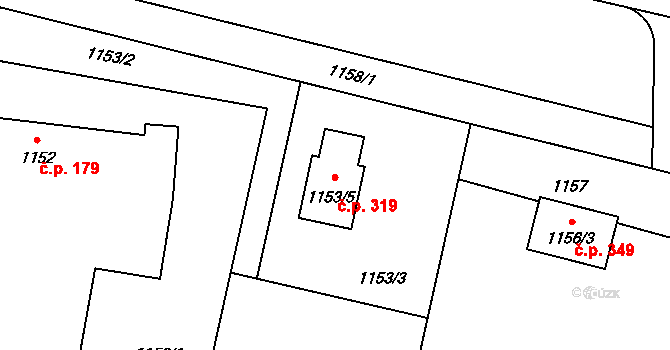 Neveklov 319 na parcele st. 1153/5 v KÚ Neveklov, Katastrální mapa