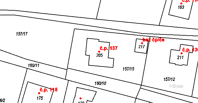 Příseka 137 na parcele st. 205 v KÚ Příseka u Světlé nad Sázavou, Katastrální mapa