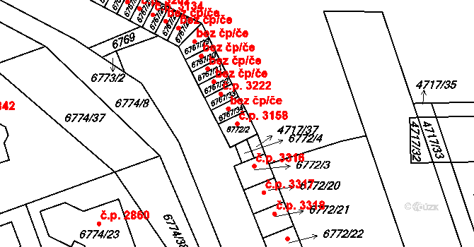 Přerov I-Město 3158, Přerov na parcele st. 6772/2 v KÚ Přerov, Katastrální mapa