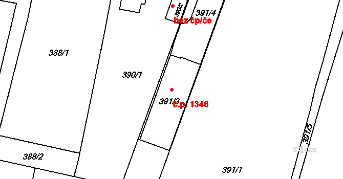 Horní Suchá 1346 na parcele st. 391/3 v KÚ Horní Suchá, Katastrální mapa