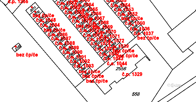 Vizovice 1042 na parcele st. 2064 v KÚ Vizovice, Katastrální mapa